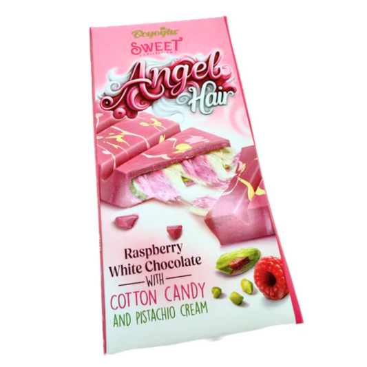 Beyoglu Angel Hair Raspberry White Chocolate Bar 170g - 6ct