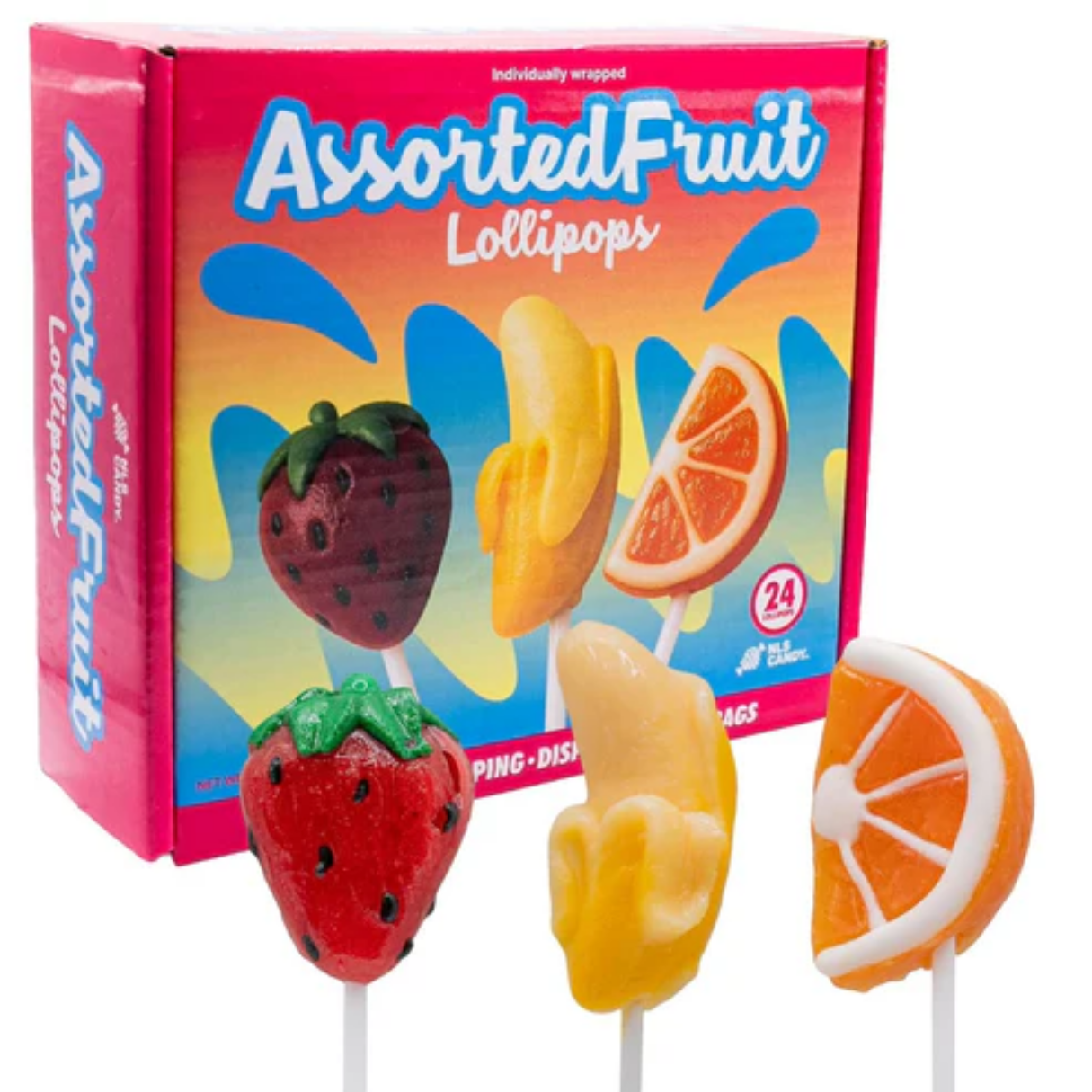 Assorted Fruit Shaped Lollipops 12g 24ct 