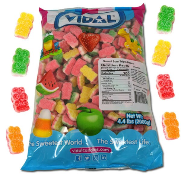 Vidal Gummi Sour Triple Bears 4.4lb - 1ct