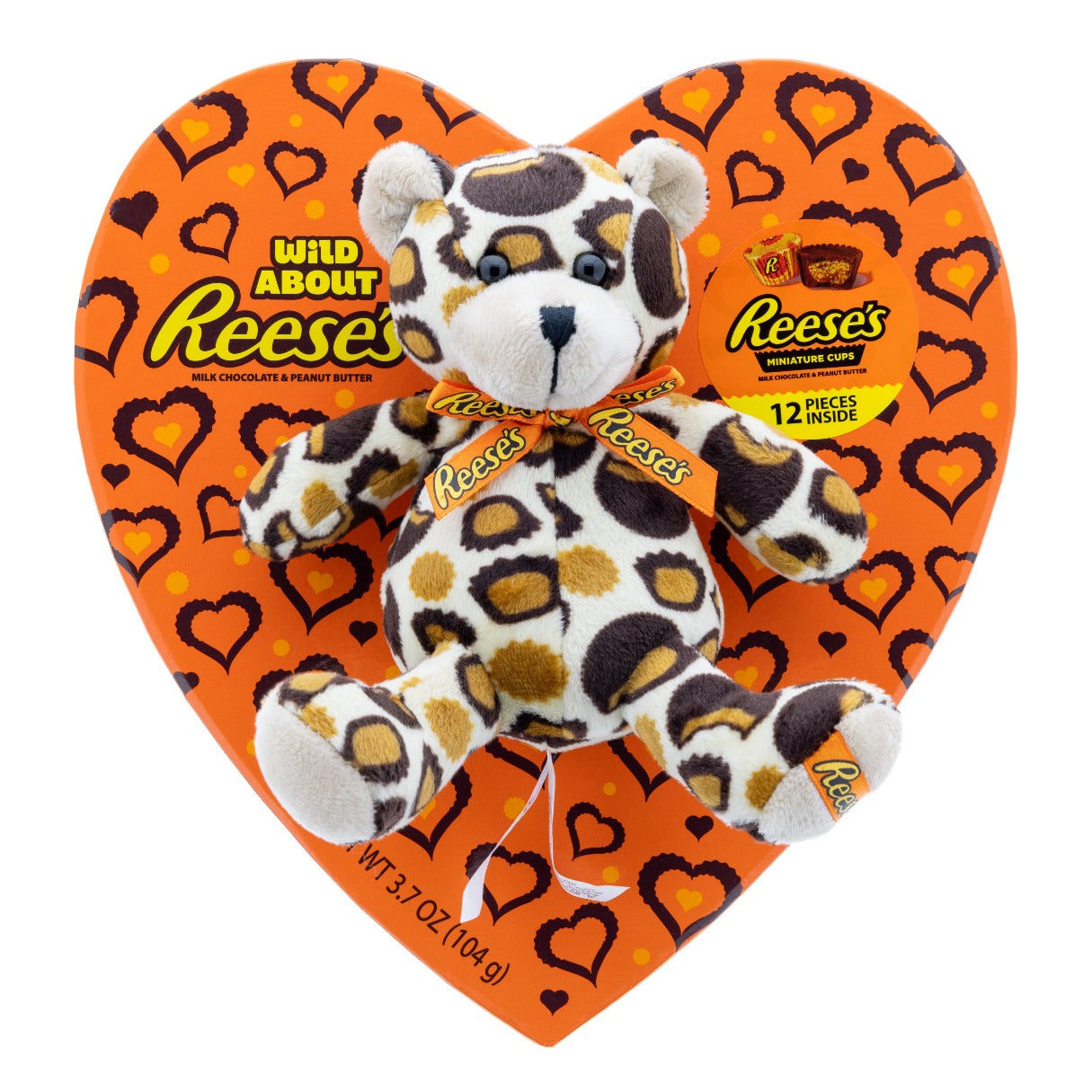 Valentine's Reese's Delight Heart Box with Plush & Peanut Butter Miniatures 3.1oz - 6ct