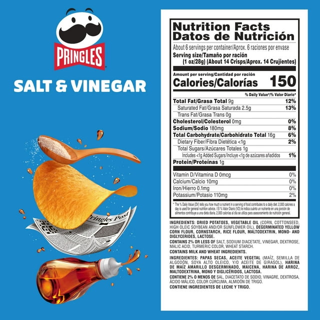 Pringles Salt & Vinegar Crisps 5.5oz - 14ct