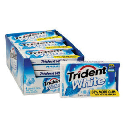 Trident White Sugarless Gum Peppermint - 9ct