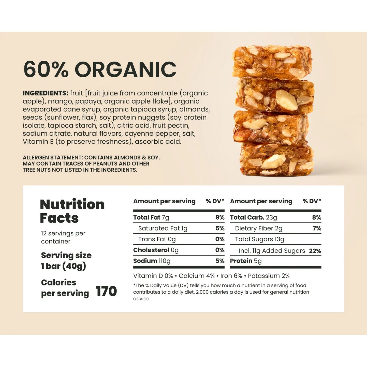 Liberty Orchards Spicy! Mango Papaya & Almond Carton 1.4oz - 9/12ct