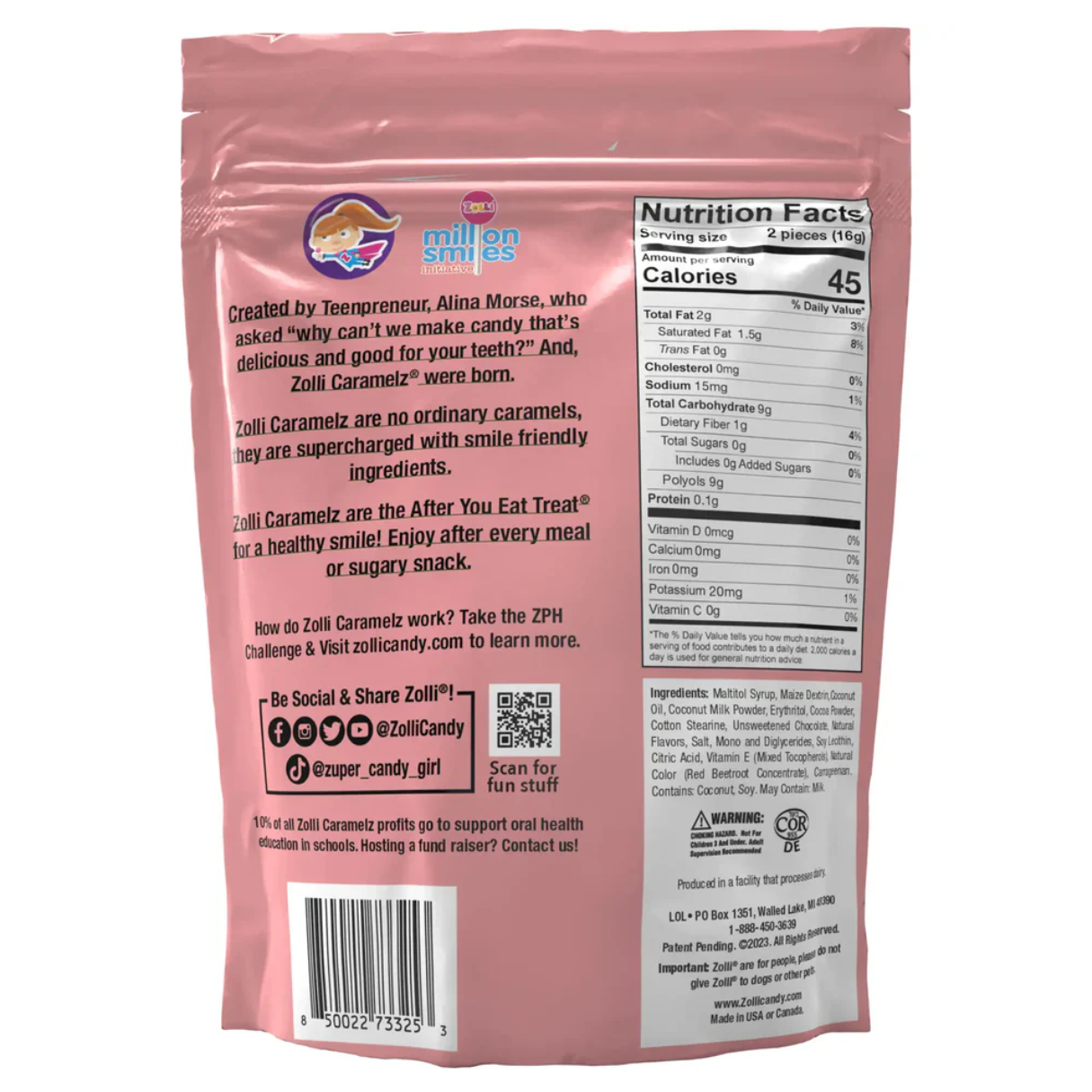 Zolli Caramelz Chocolate Strawberry Mashups 5oz - 24ct