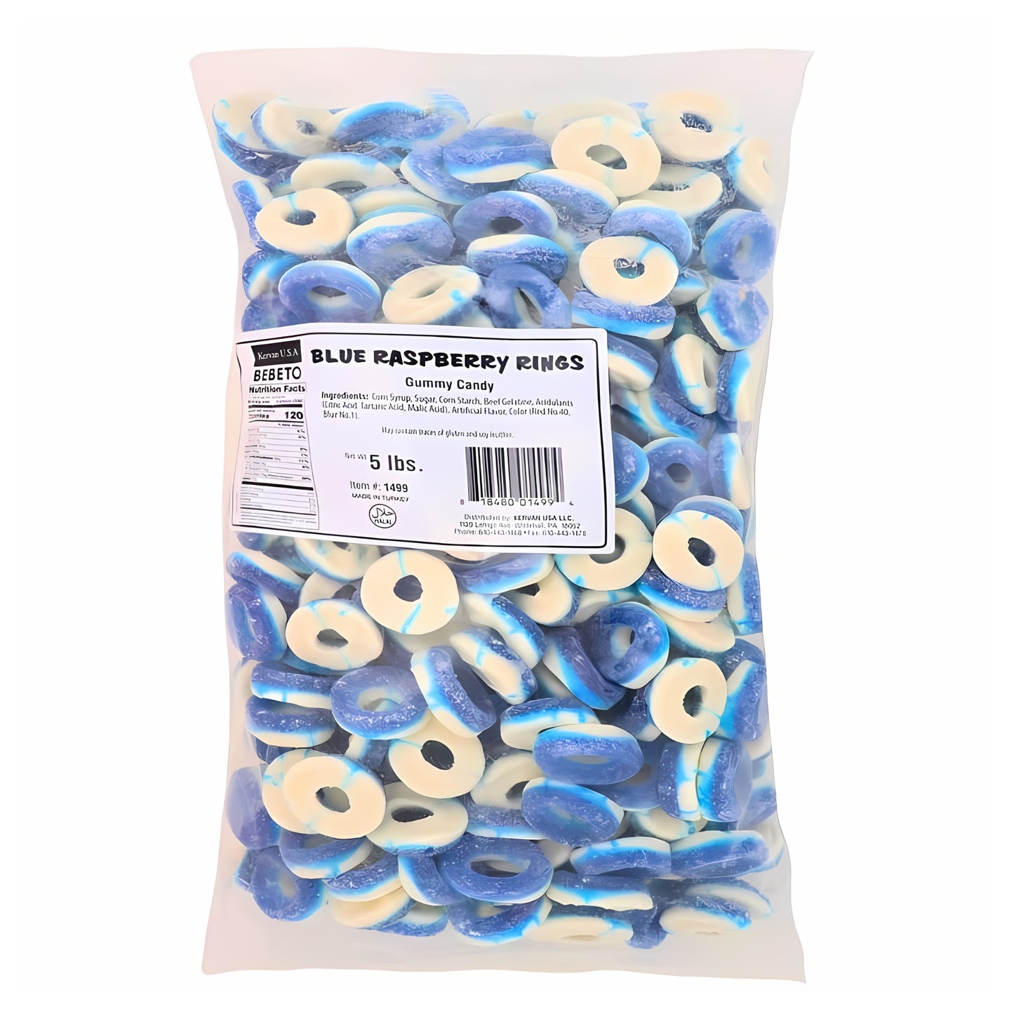Kervan Gummi Rings Blue Raspberry Bulk Bag 5lb - 1ct
