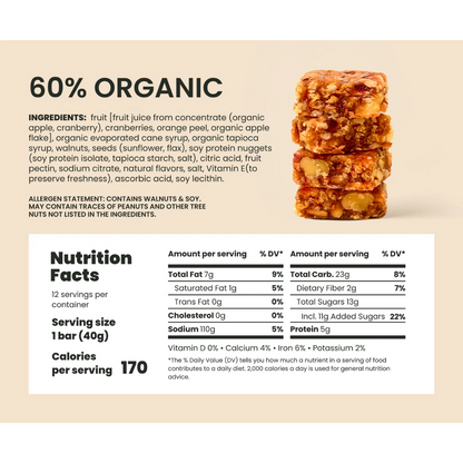 Liberty Orchards Cranberry Orange & Walnut Carton 1.4oz - 9/12ct