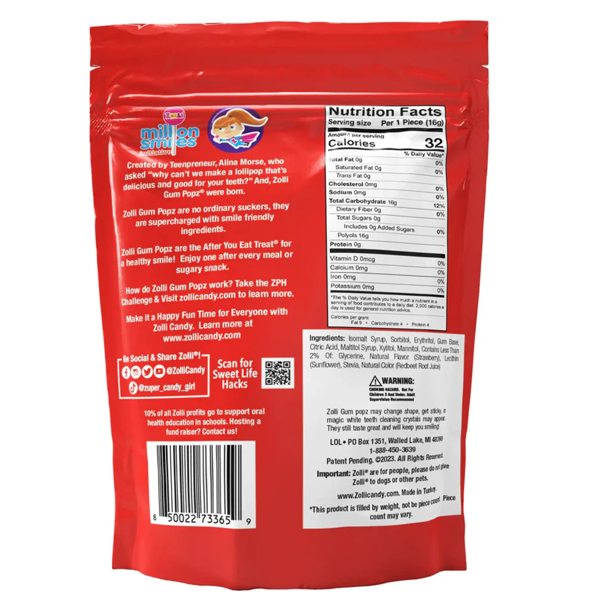 Zolli Gum Popz 5.6 oz - 24ct