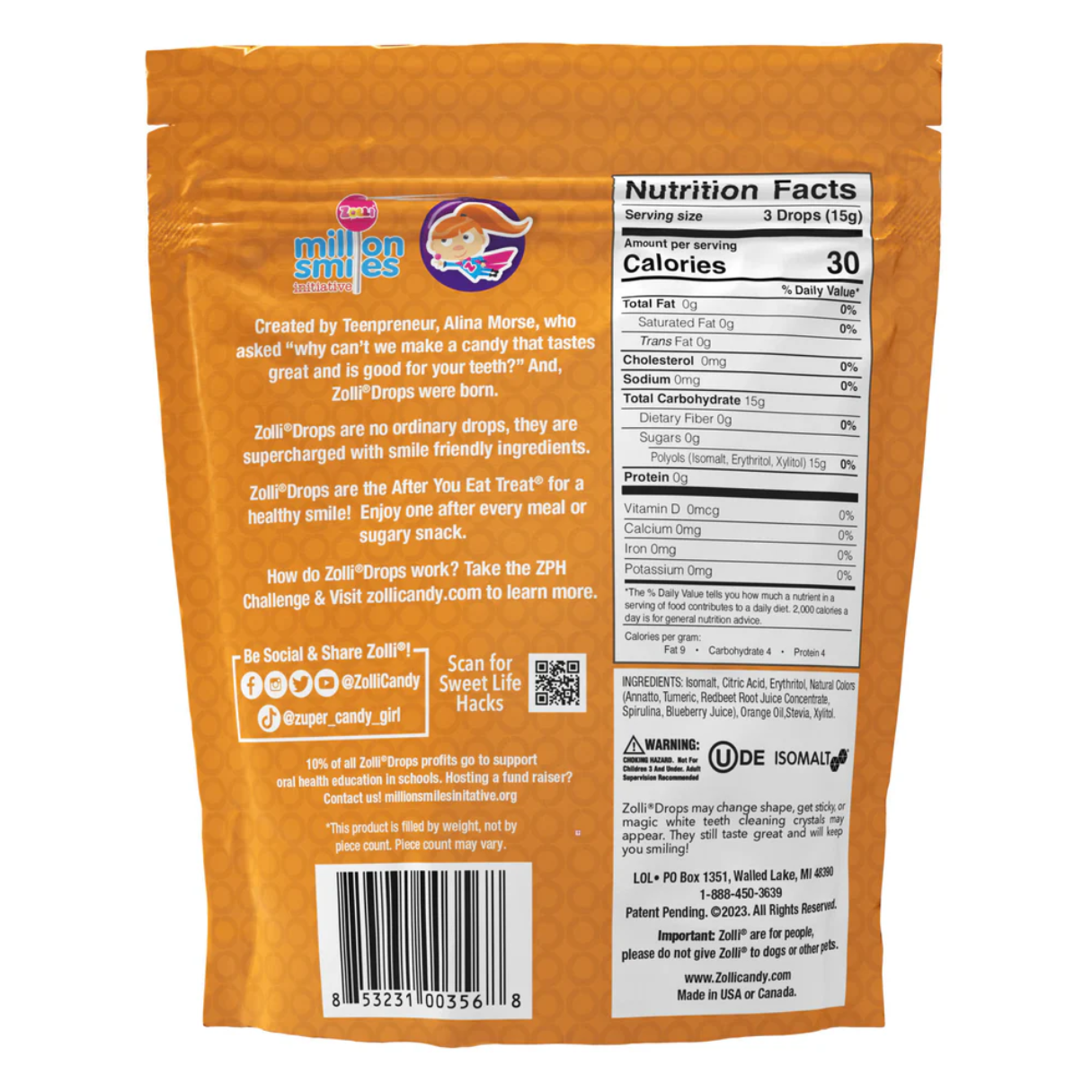 Zolli Drops Assorted Fruit 1.6oz - 24ct