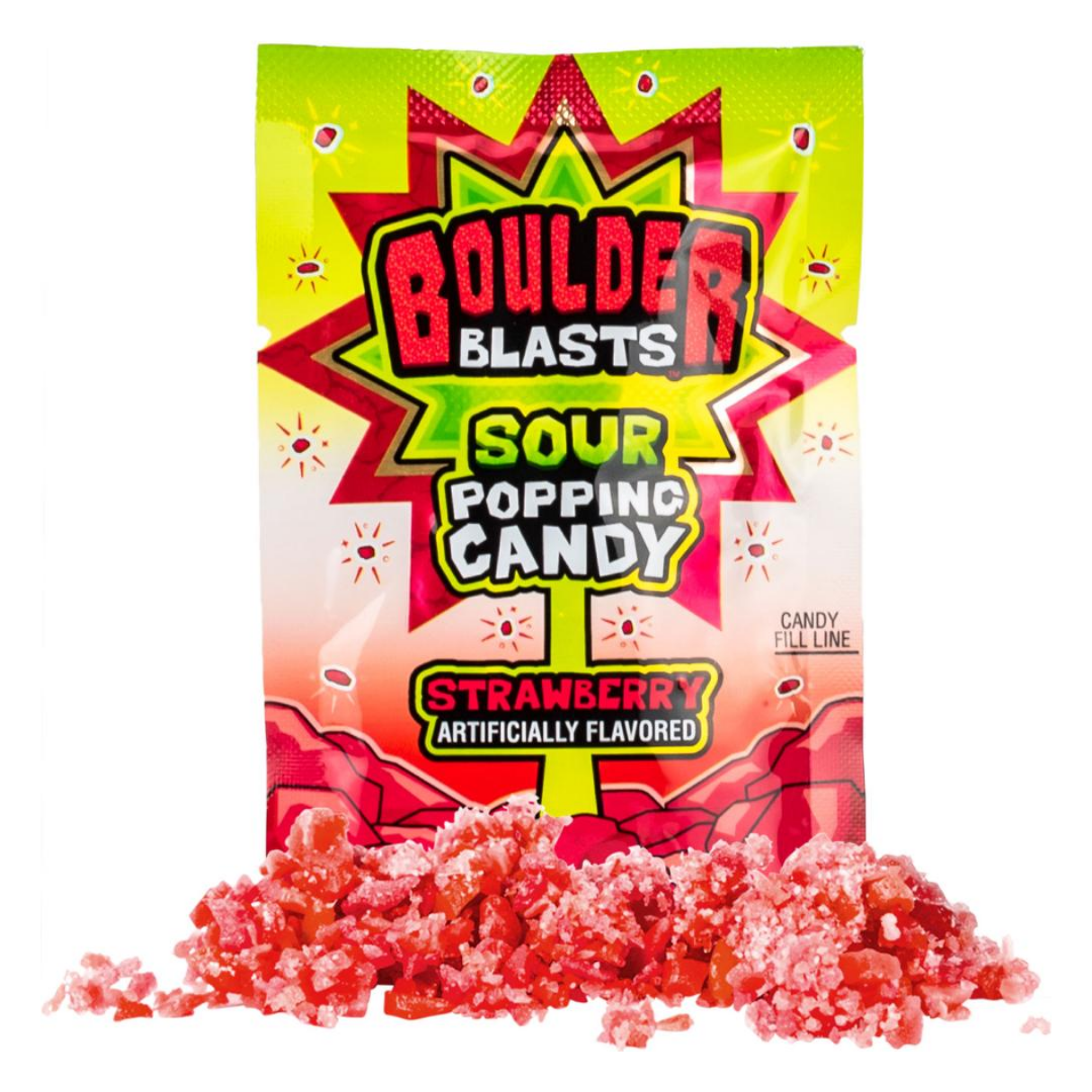 Koko's Boulder Blast Sour Strawberry Popping Candy .35oz - 12ct