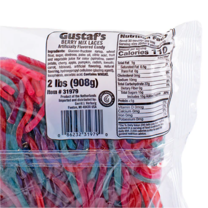 Gustaf's Very Berry Mix Laces Shoestring Licorice 2lb