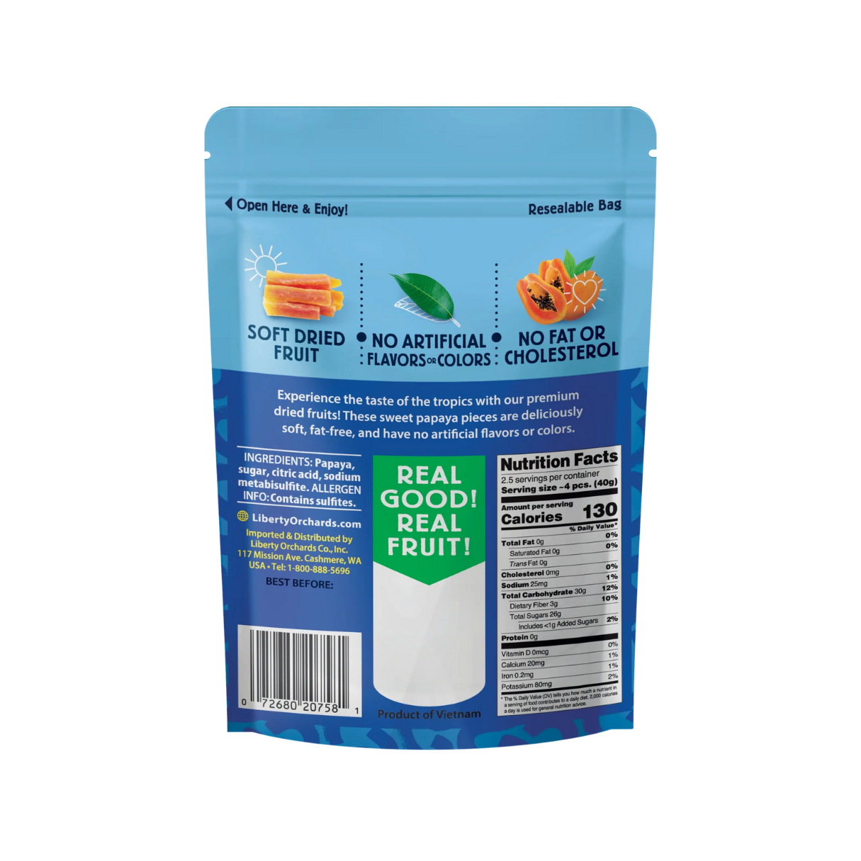 Liberty Orchards Dried Papaya 3.5oz - 15ct