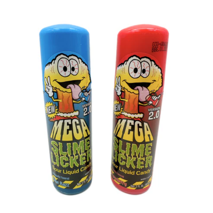 Mega Slime Licker 2.0 Blue Razz & Strawberry Liquid Sour Candy 3oz-12ct