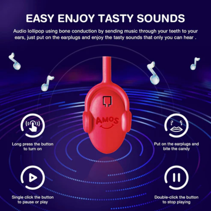 Tasty Sounds Pop Music Cherry Lollipop - 0.42oz 12ct