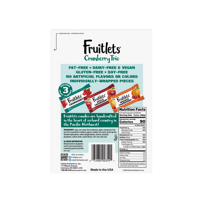 Liberty Orchards Cranberry Trio Fruitlets Peg Bag 4.5oz - 9ct