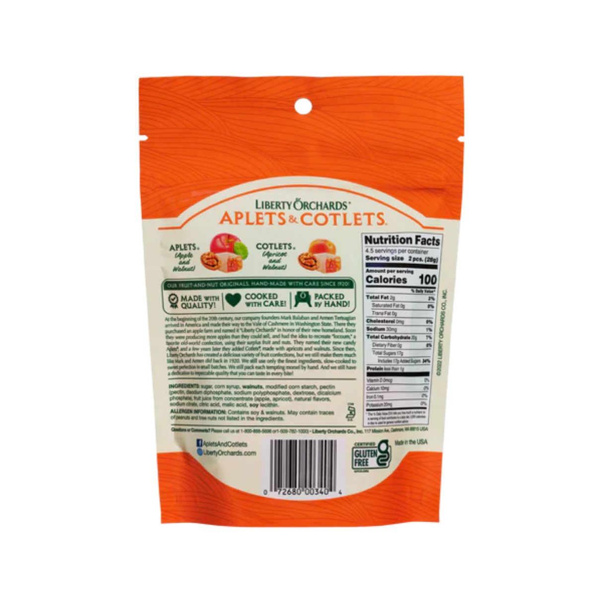 Liberty Orchards Aplets & Cotlets Peg Bag 4.5oz - 9ct