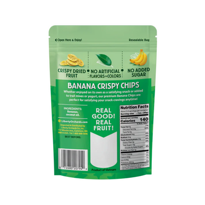 Liberty Orchards Crispy Dried Banana Chips Peg Bag 3.5oz - 8ct