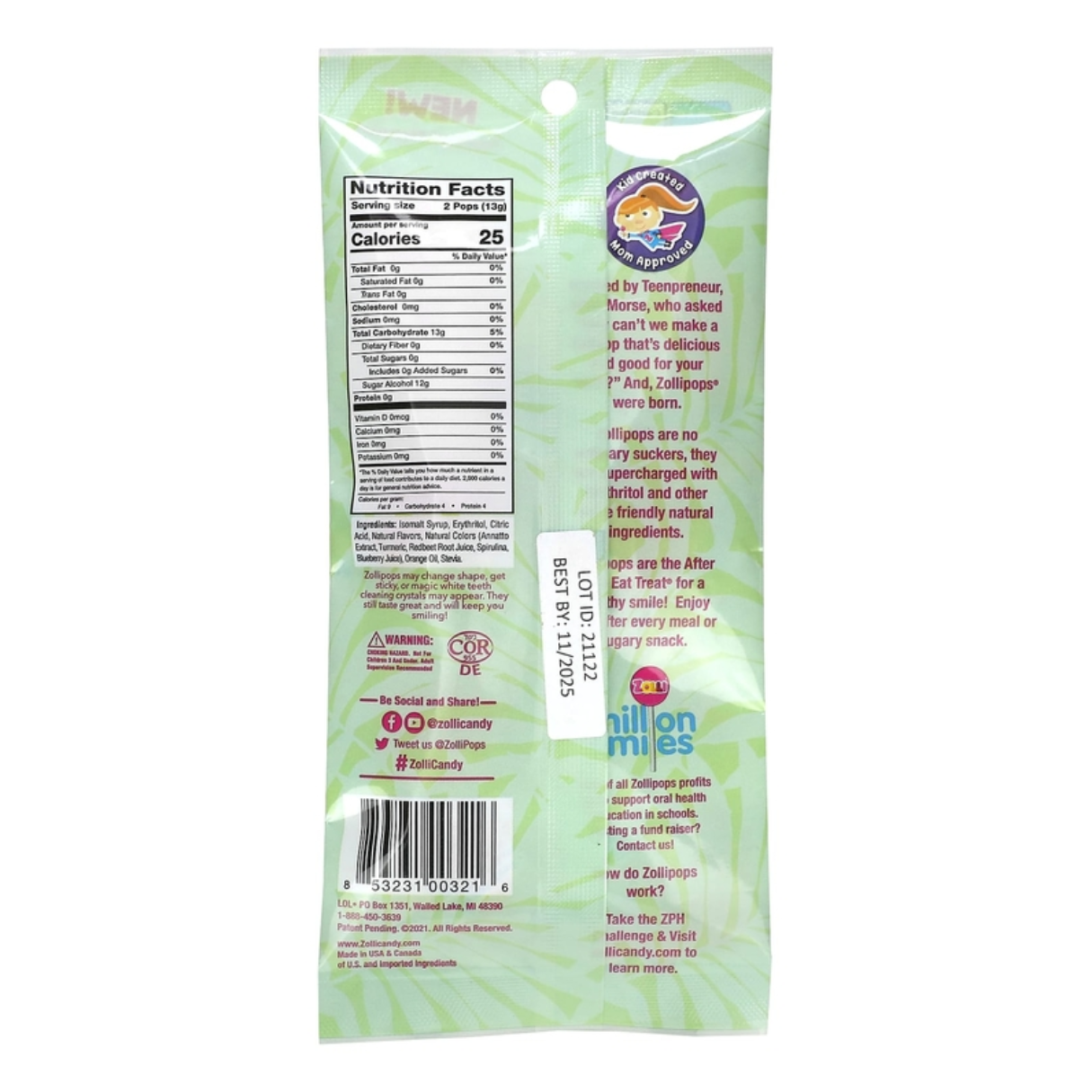 Zollipops Tropical Slim 1.6oz - 24ct