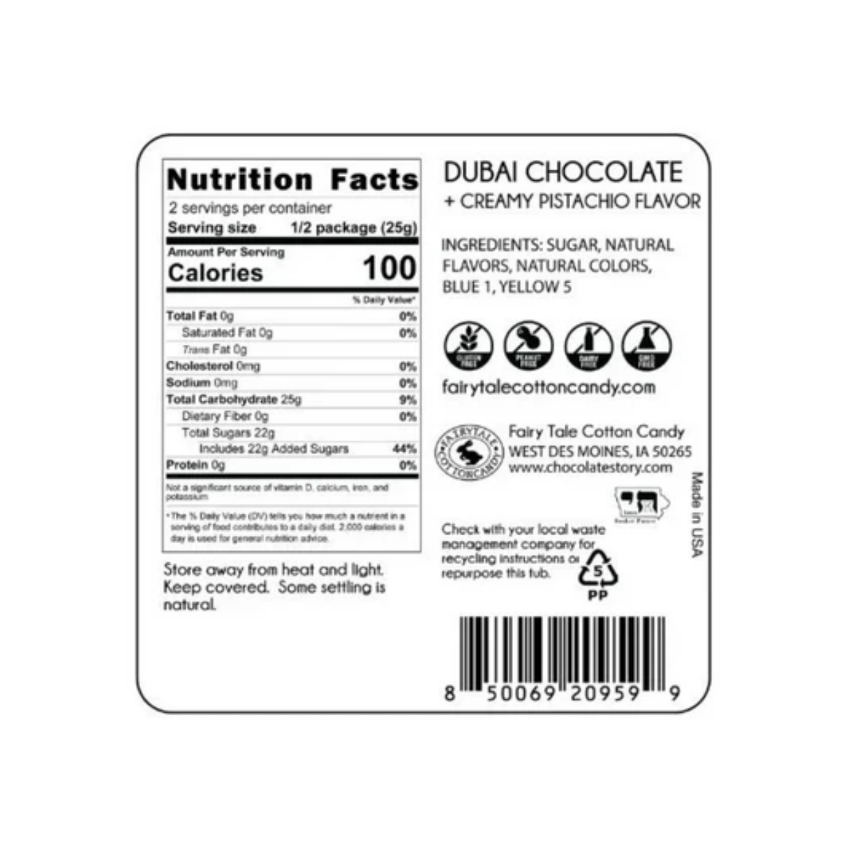 Dubai Chocolate Cotton Candy - 1.75oz 36ct