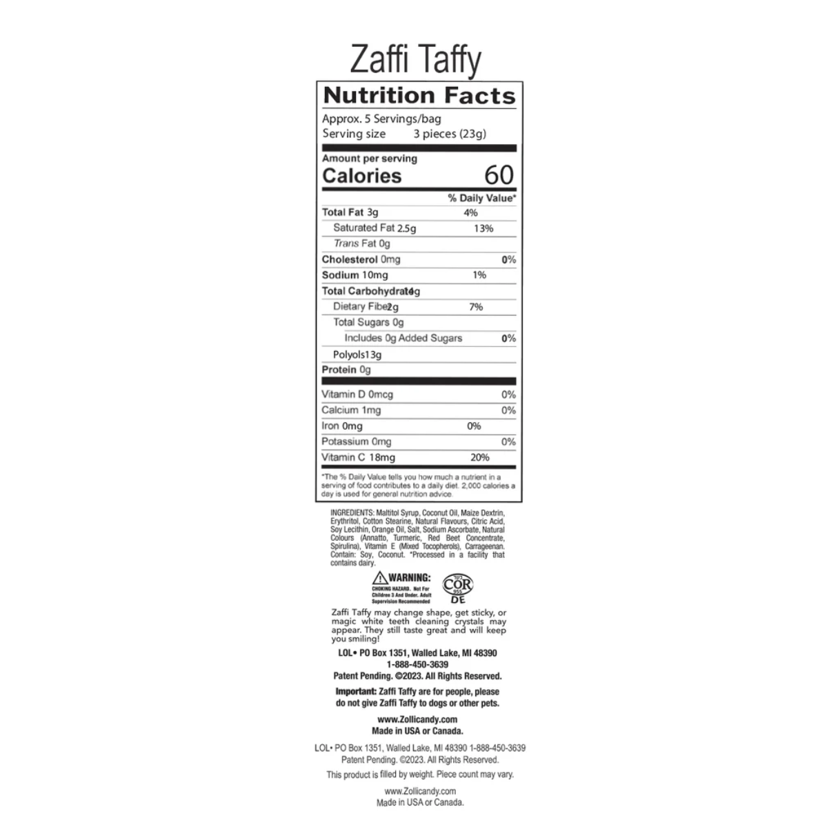 Zaffi Taffy Assorted 3oz - 24ct