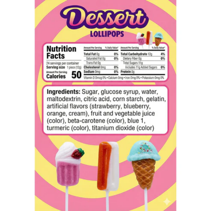 Summer Dessert Lollipops 12g 24ct