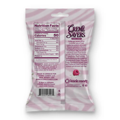 Creme Savers Raspberries & Creme Hard Candy Peg bag 6.25oz - 12ct