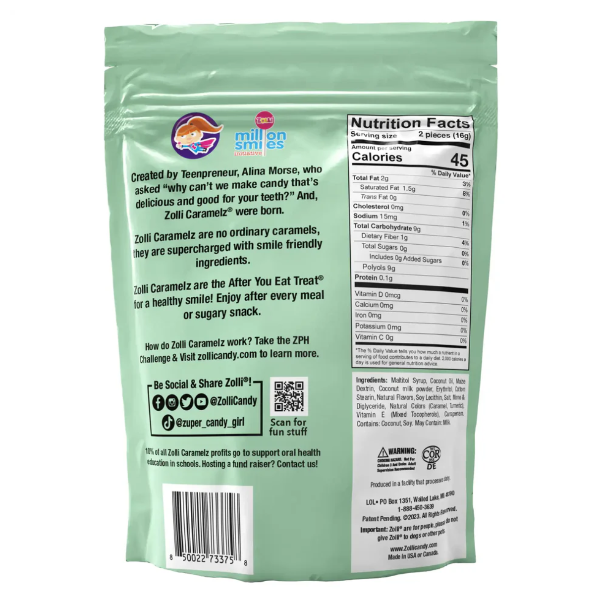 Zolli Caramelz Green Apple Mashups 5oz - 24ct