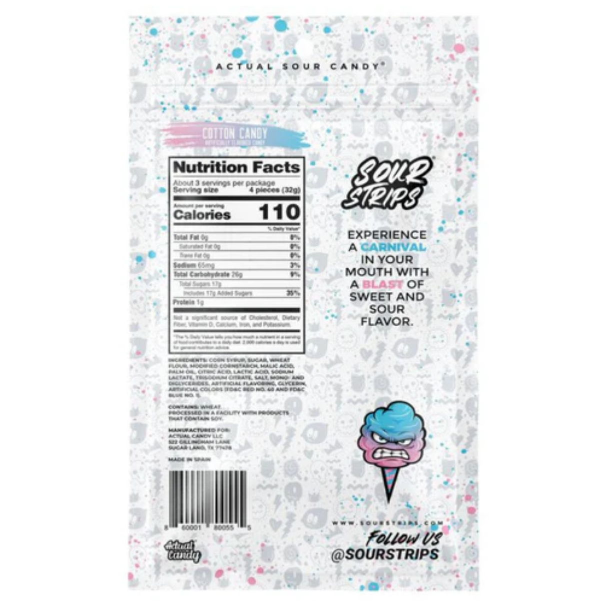 Hershey's Sour Strips Cotton Candy 3.4oz 12ct