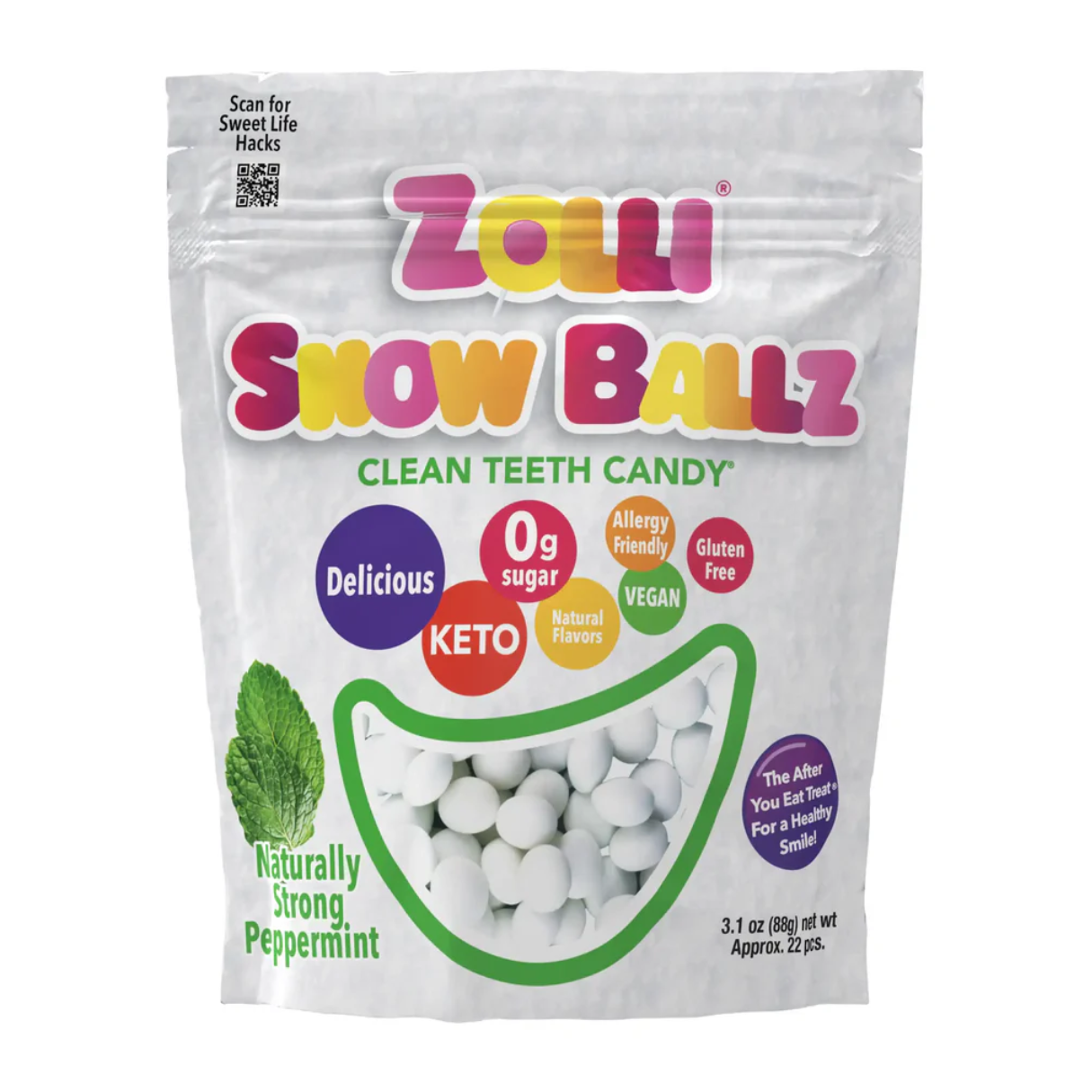 Zolli Snow Ballz Peppermint Pouch 3oz - 24ct