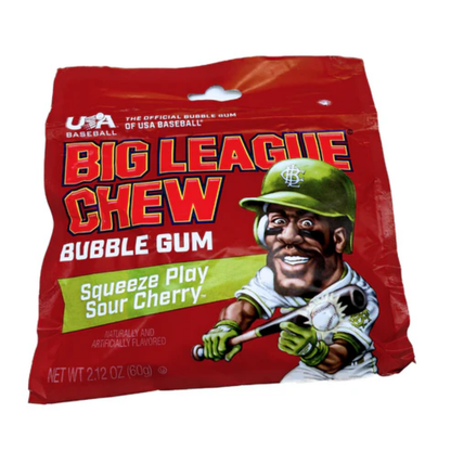Big League Chew Sour Cherry Bubble Gum 2.12oz  12ct