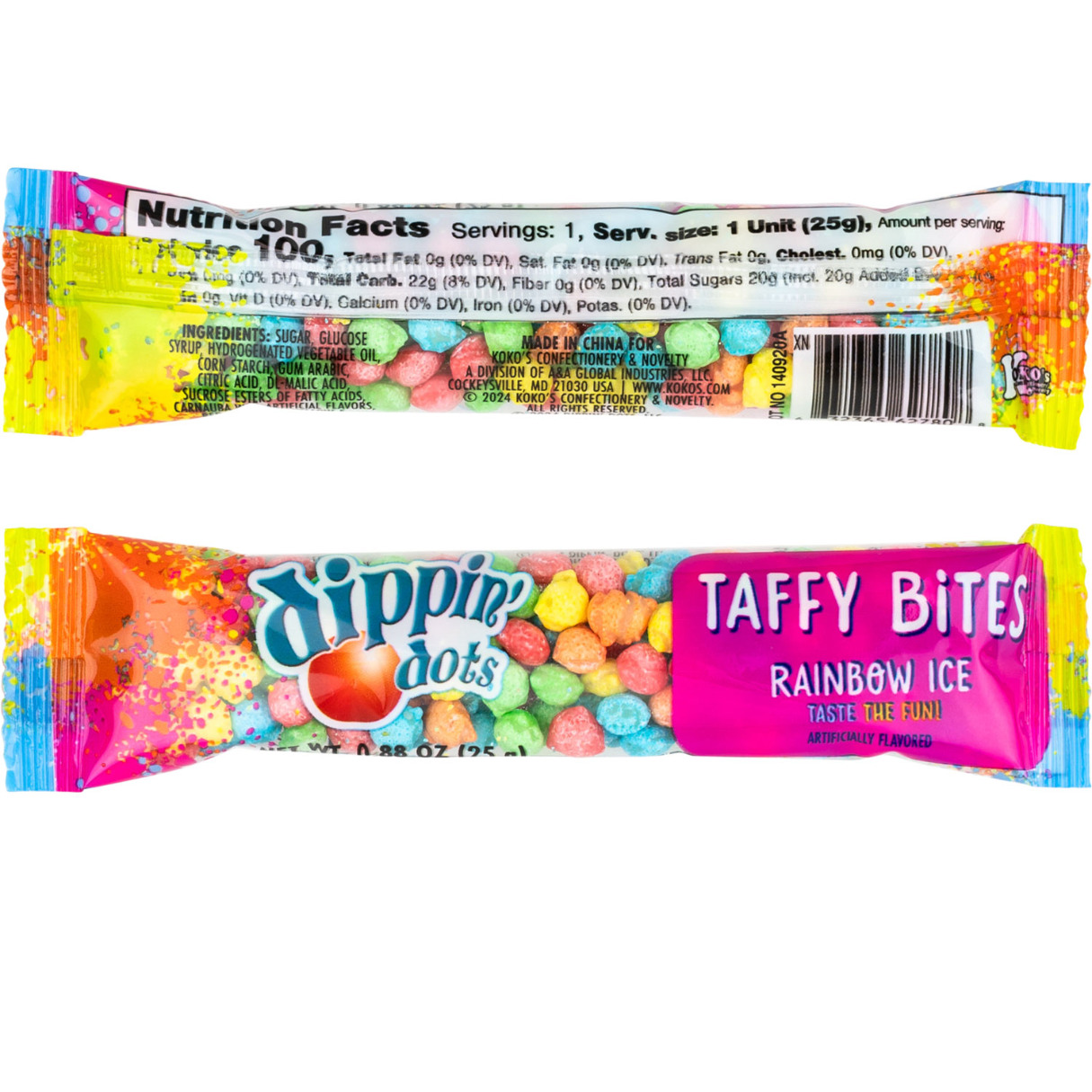 Koko's Dippin’ Dots Taffy Bites Candy Bags .88oz - 6/36ct