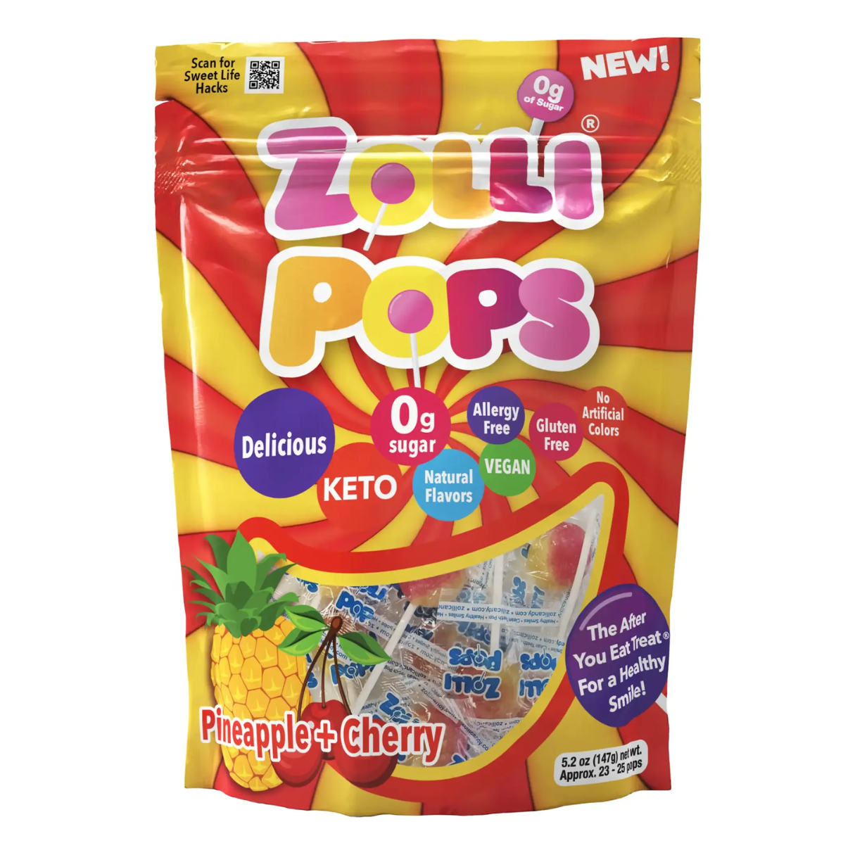Zollipops Cherry & Pineapple Swirl 5.2 oz - 24ct
