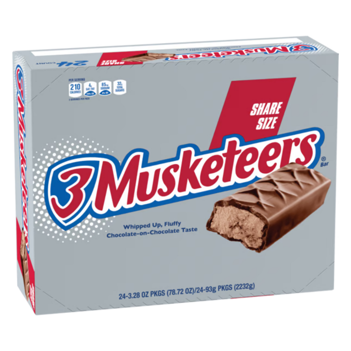 3 Muskateers Share Size Bars 3.28oz - 24ct