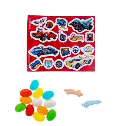 Hot Wheels Embossed Jumbo Eggs with Stickers, Candy Cars and Jelly Beans Case 2.71oz -  6ct
