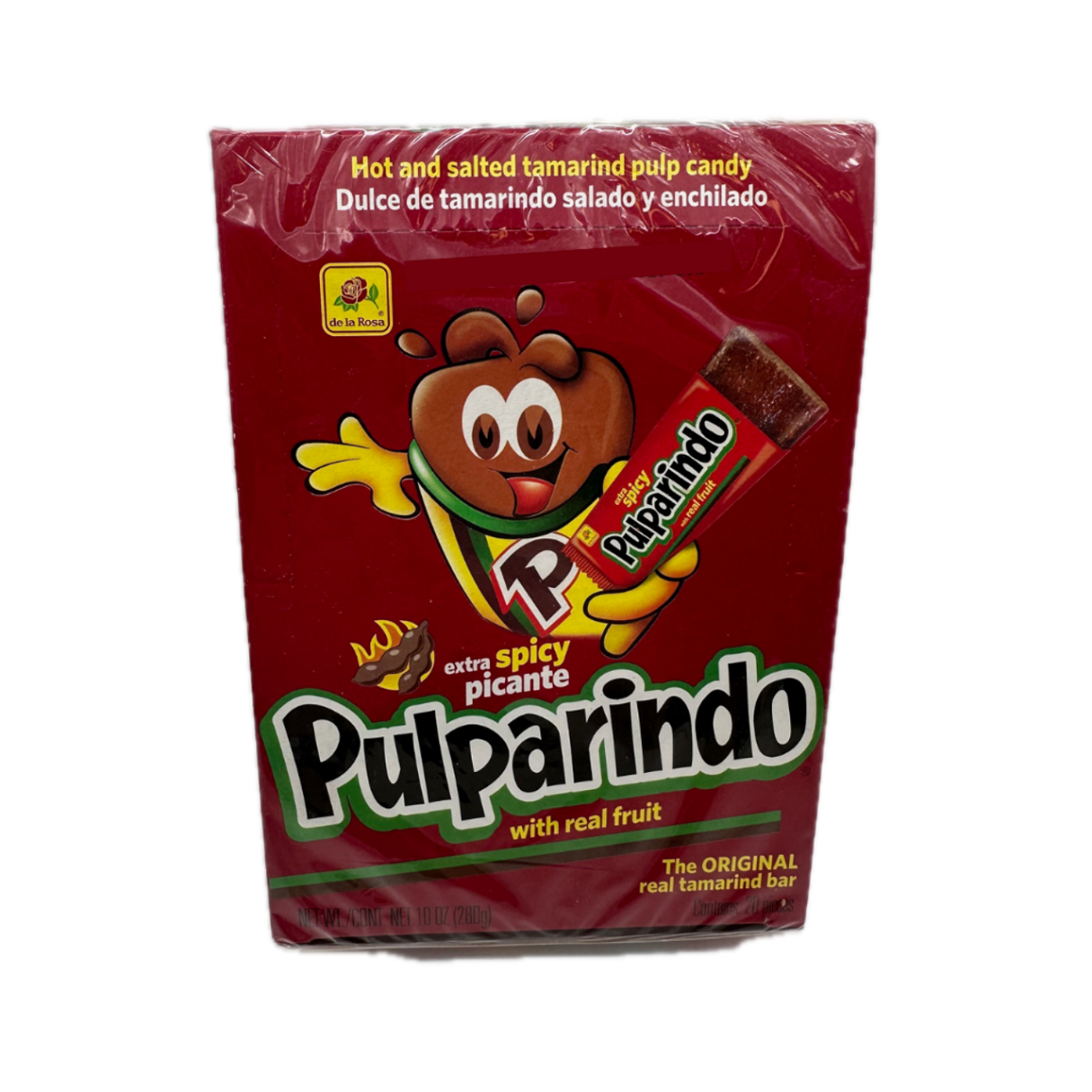 Pulparindo Extra Spicy Tamarind Bar 0.49oz - 20ct