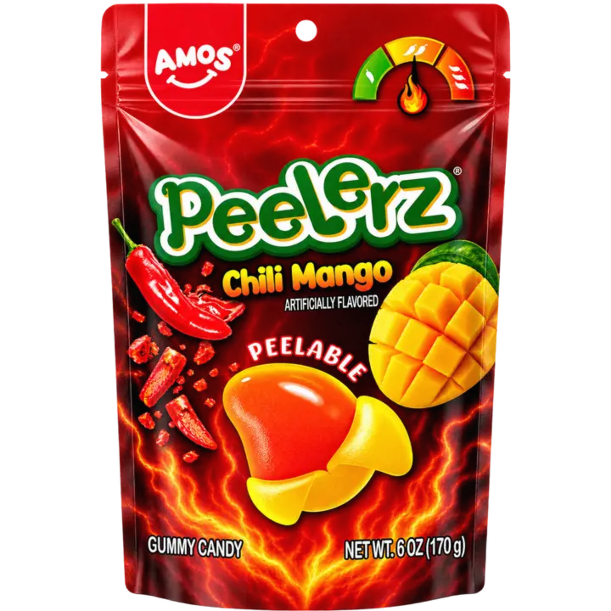 Amos Peelerz Gummy Chili Mango 6oz 12ct