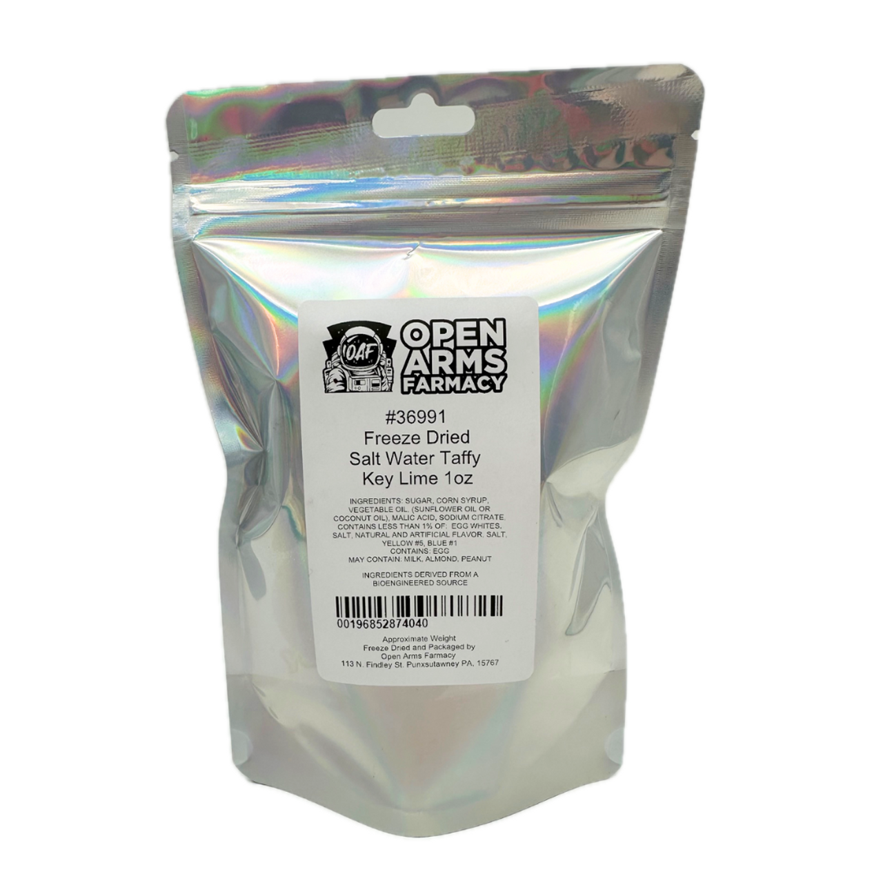 Open Arms Farmacy Freeze Dried Salt Water Taffy Key Lime 1oz - 12ct