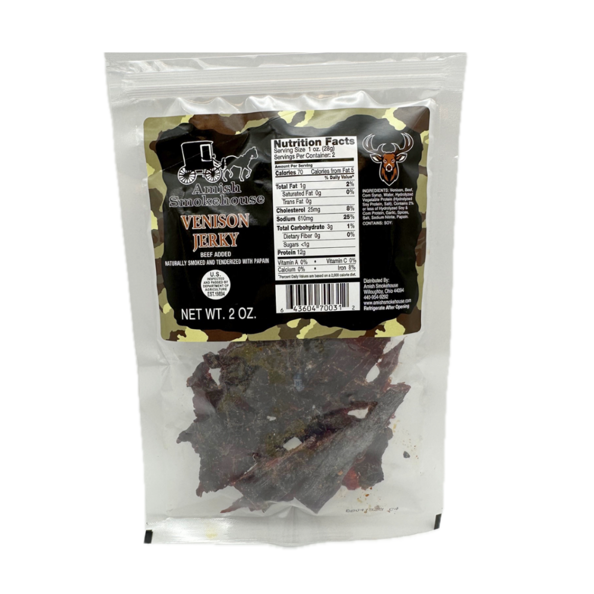 Amish Smokehouse Venison Jerky  2oz - 12ct