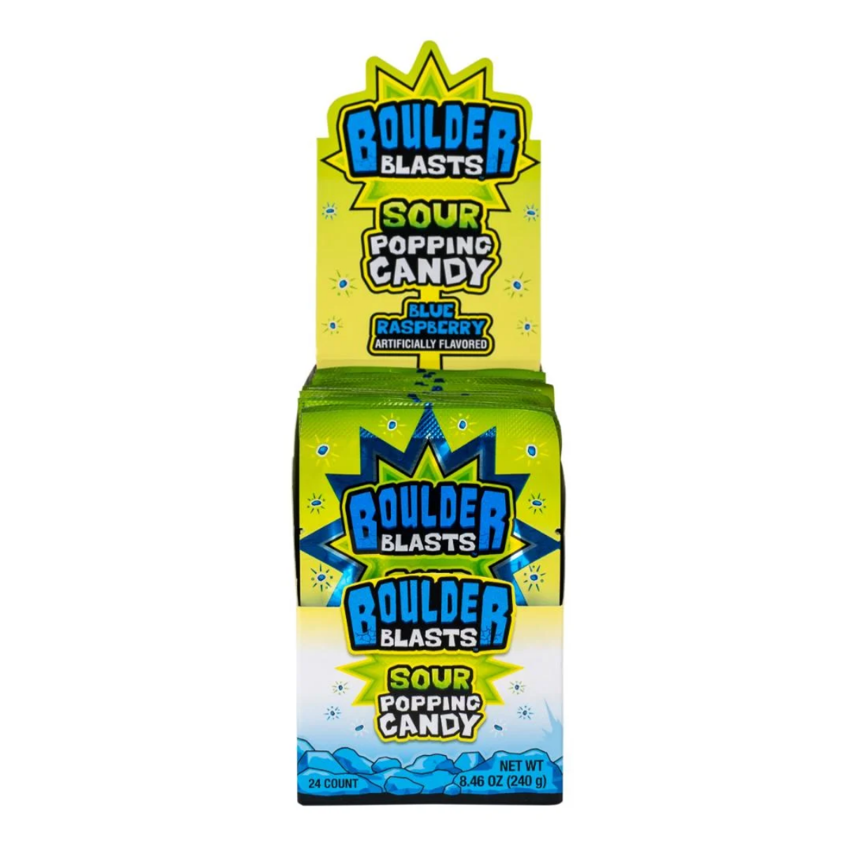 Koko's Boulder Blast Sour Blue Raspberry Popping Candy .35oz - 12ct