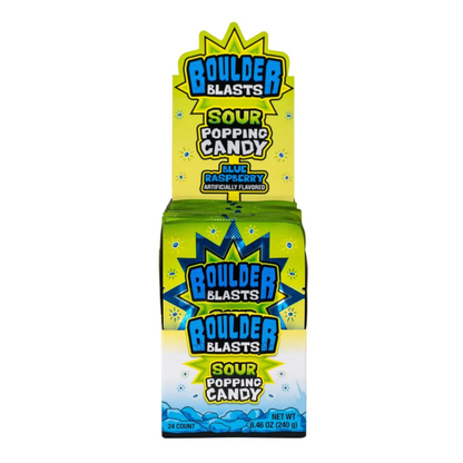 Koko's Boulder Blast Sour Blue Raspberry Popping Candy .35oz - 12ct