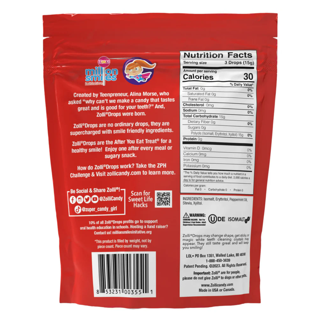 Zolli Drops Peppermint 3oz - 24ct