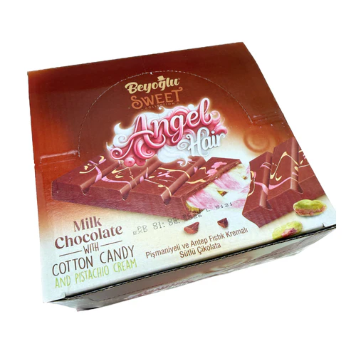 Beyoglu Angel Hair Raspberry White Chocolate Bar 170g - 6ct