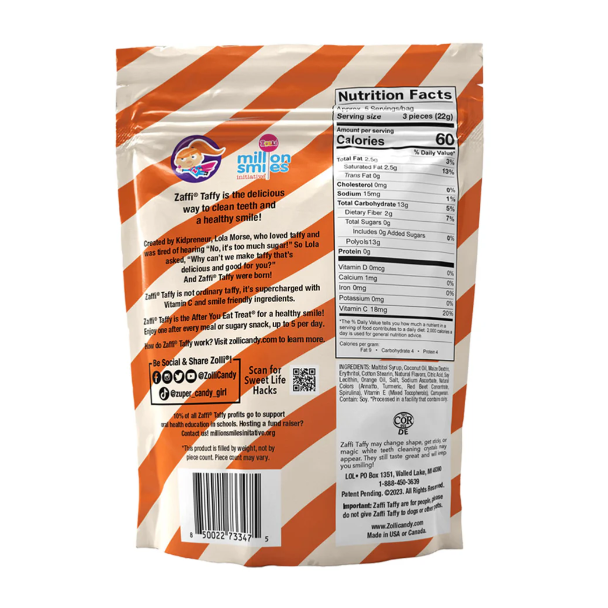 Zaffi Taffy Orange & Cream 5oz - 24ct