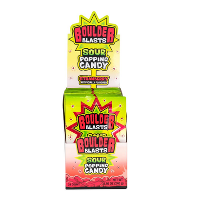 Koko's Boulder Blast Sour Strawberry Popping Candy .35oz - 12ct