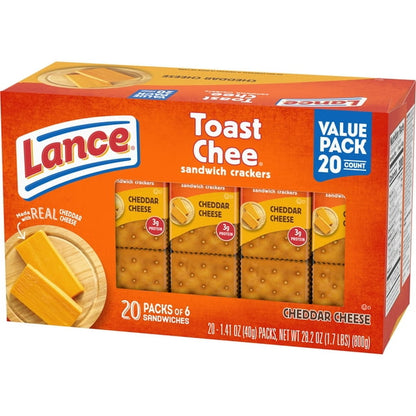 Lance Sandwich Crackers ToastChee Cheddar 1.41oz - 20ct