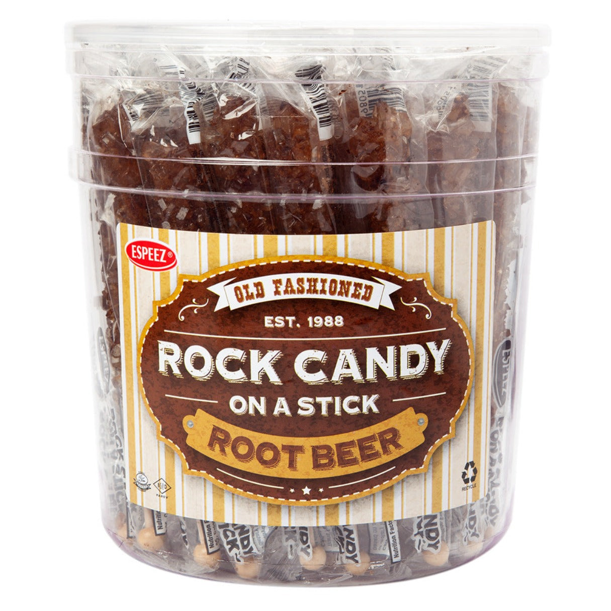 Espeez Rock Candy Sticks Brown Root Beer Jar 0.8oz - 36ct