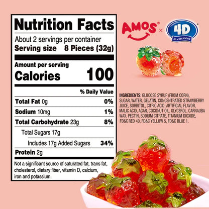Amos 4D Fruit Gummy Strawberry Burst 6oz - 12ct