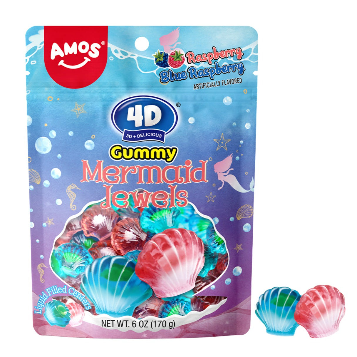 4D Gummy Mermaid Bag Jewels 6oz - 12ct