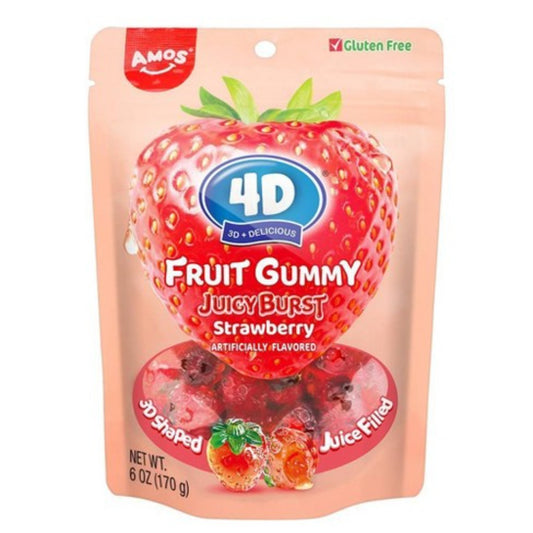 Amos 4D Fruit Gummy Strawberry Burst 6oz - 12ct