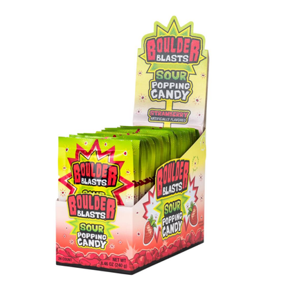 Koko's Boulder Blast Sour Strawberry Popping Candy .35oz - 12ct