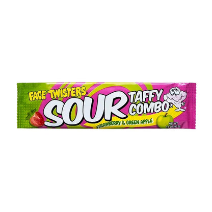 Face Twisters Sour Taffy Combo Strawberry & Green Apple Bar 1.4 oz - 48ct
